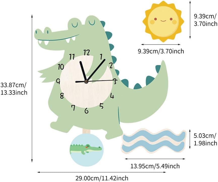 Kids Animal Wall Clock Educational Pendulum Room Decor