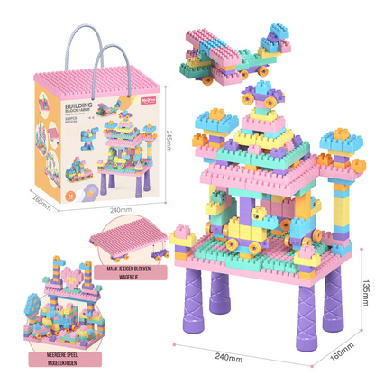 Kids Building Block Table Set 500 Pieces Creative Construction Play Table