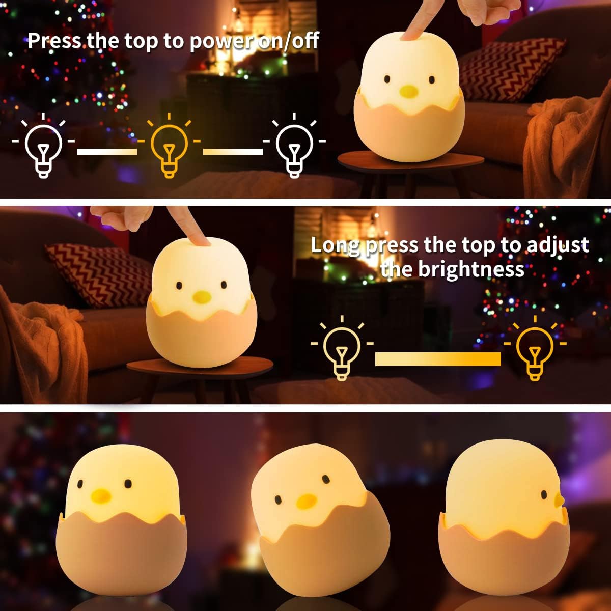 Kids Chick Night Lamp Soft LED Bedside Nursery Light