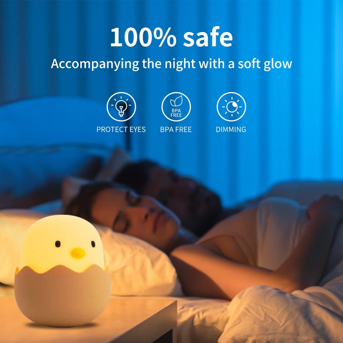 Kids Chick Night Lamp Soft LED Bedside Nursery Light