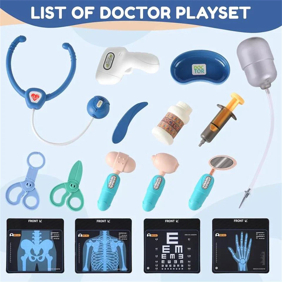 Kids Doctor Play Set Medical Toy Kit With Accessories Storage Cart