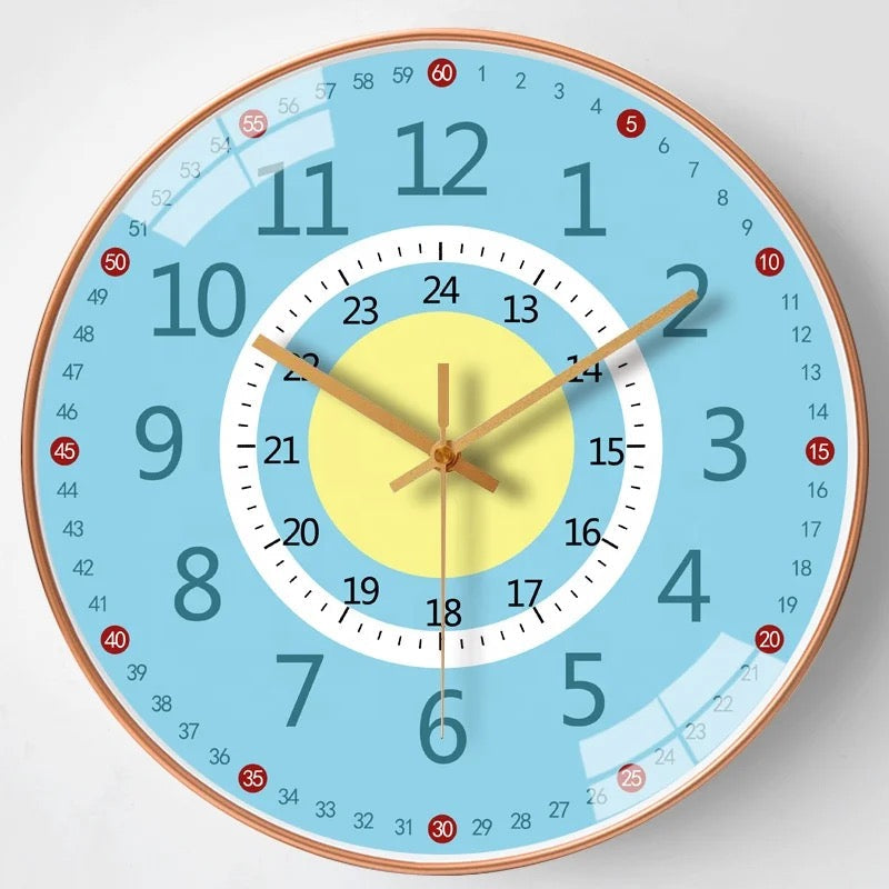 Kids Educational Learning Clock Colorful Wall Time Teaching Tool