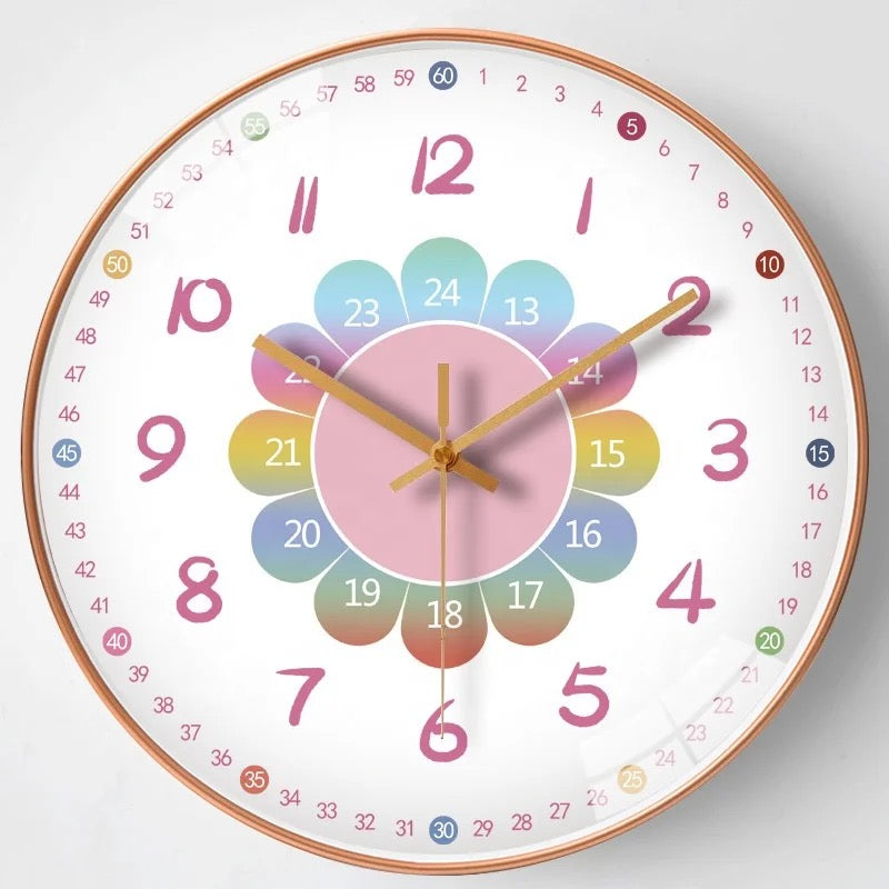 Kids Educational Learning Clock Colorful Wall Time Teaching Tool