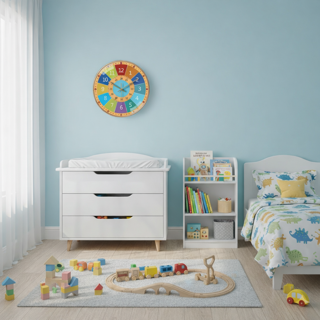 Kids Educational Learning Clock Colorful Wall Time Teaching Tool