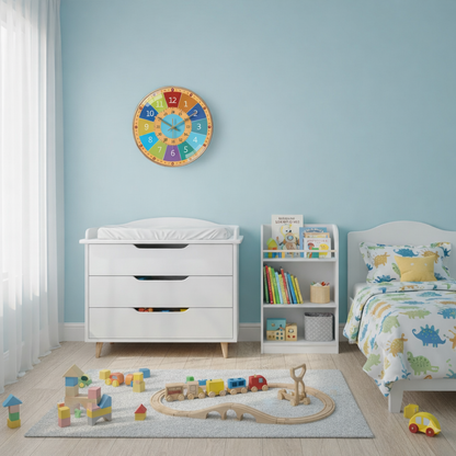 Kids Educational Learning Clock Colorful Wall Time Teaching Tool