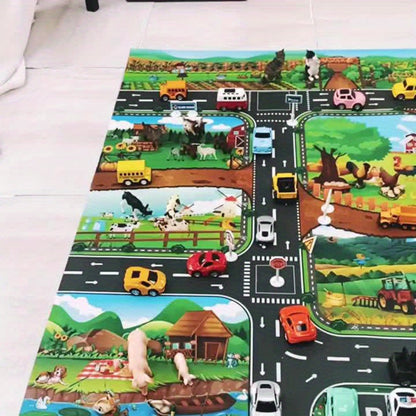 Kids Farm Road Play Mat Interactive Activity Carpet