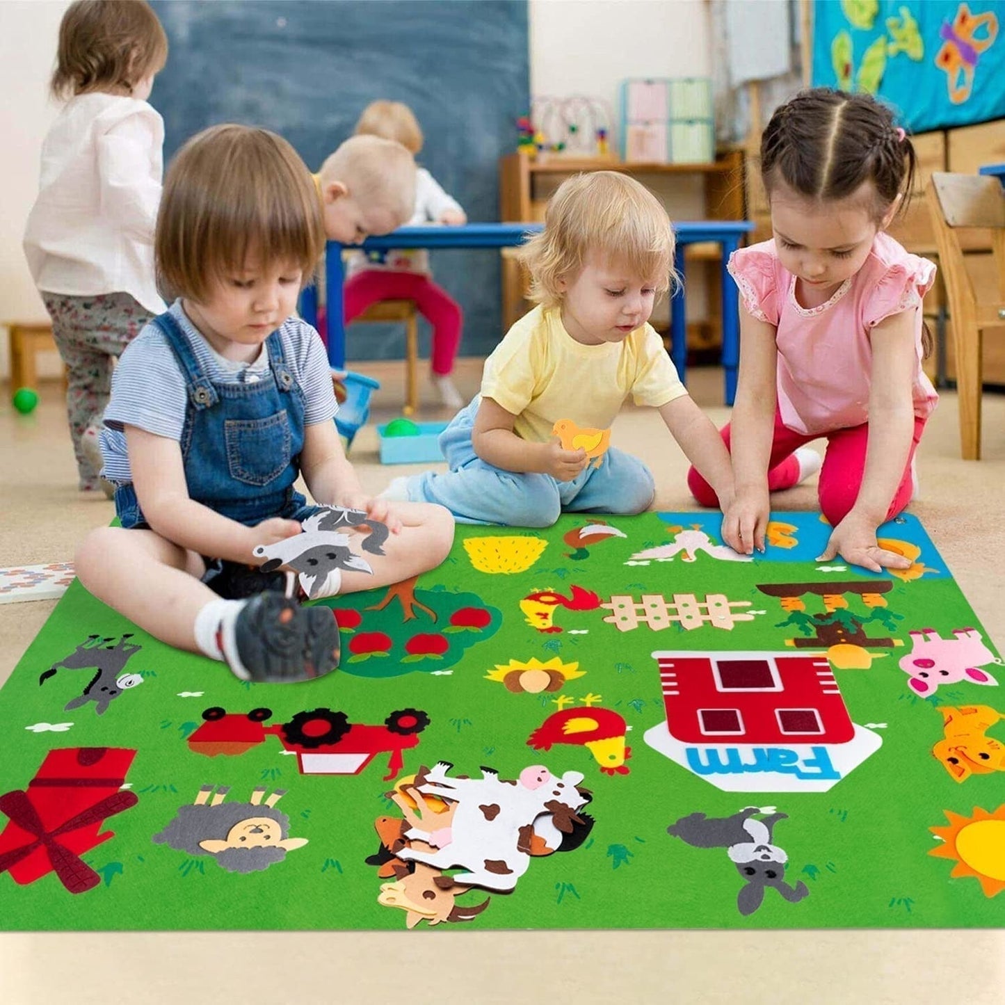 Kids Felt Story Board Educational Animal Learning Toy
