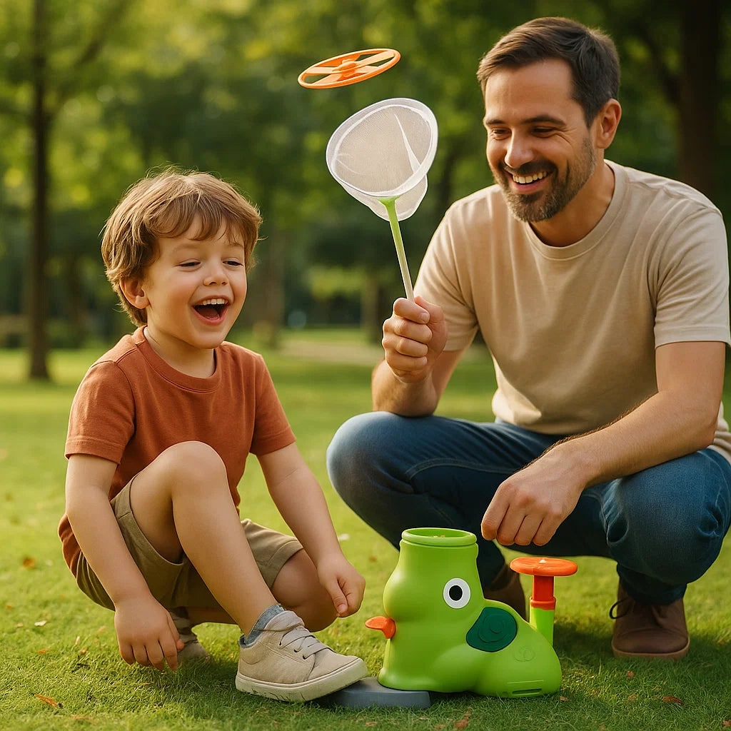 Kids Flying Disc Launcher Outdoor Toy Active Play Coordination Game