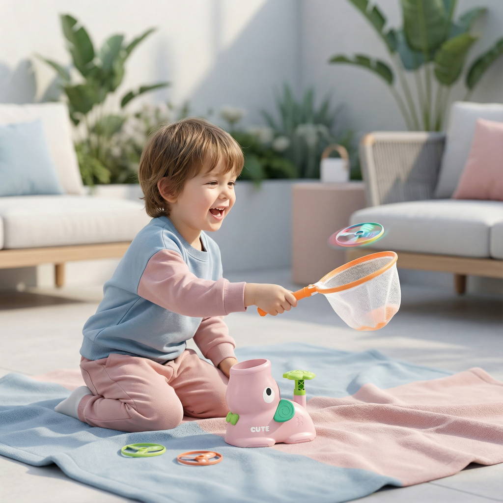 Kids Flying Disc Launcher Outdoor Toy Active Play Coordination Game
