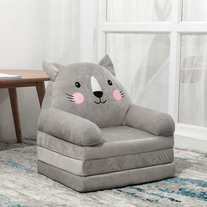 Kids Foldable Sofa Chair Soft Foam Toddler Lounge Seat Animal Design