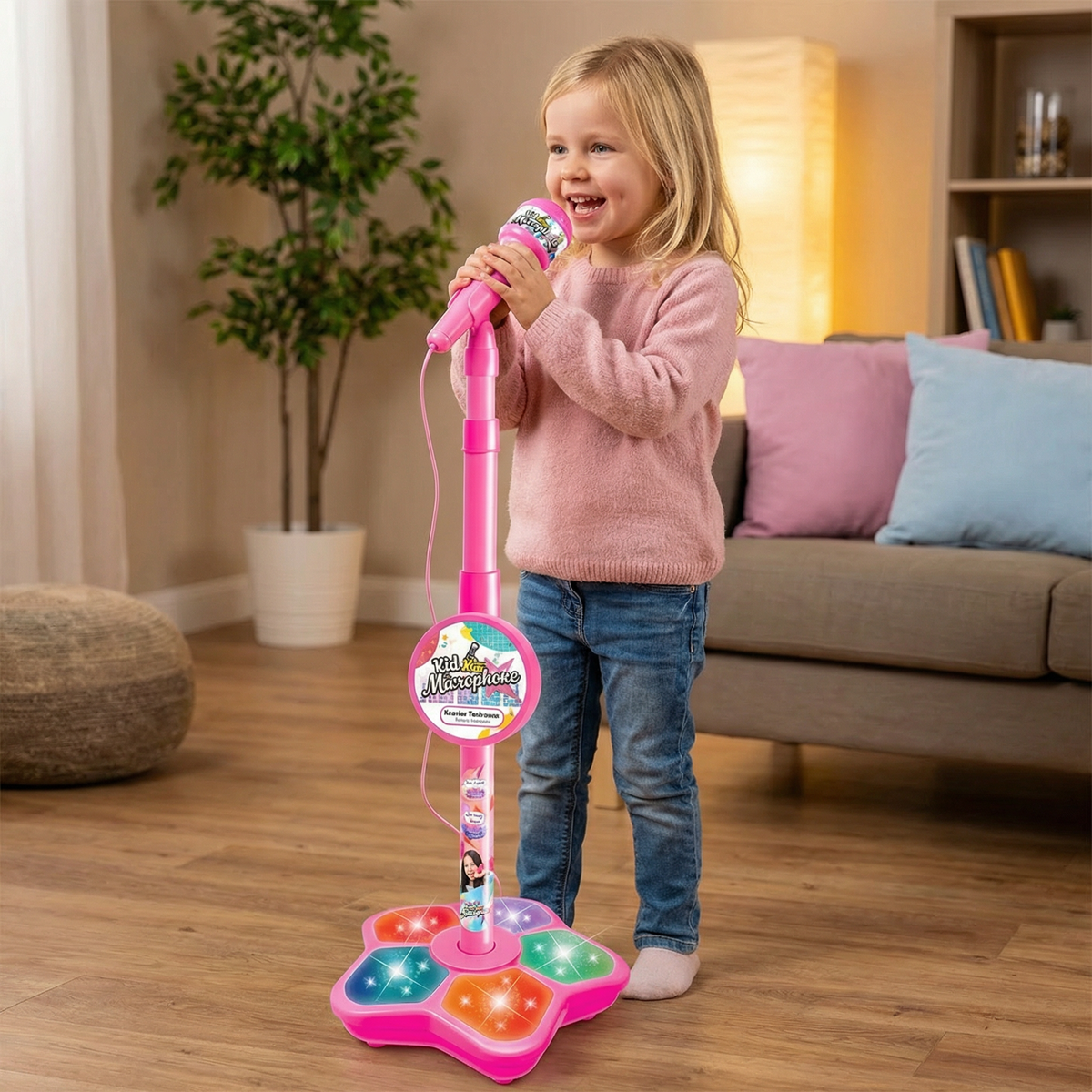 Kids Karaoke Microphone Set with Adjustable Stand Music Toy