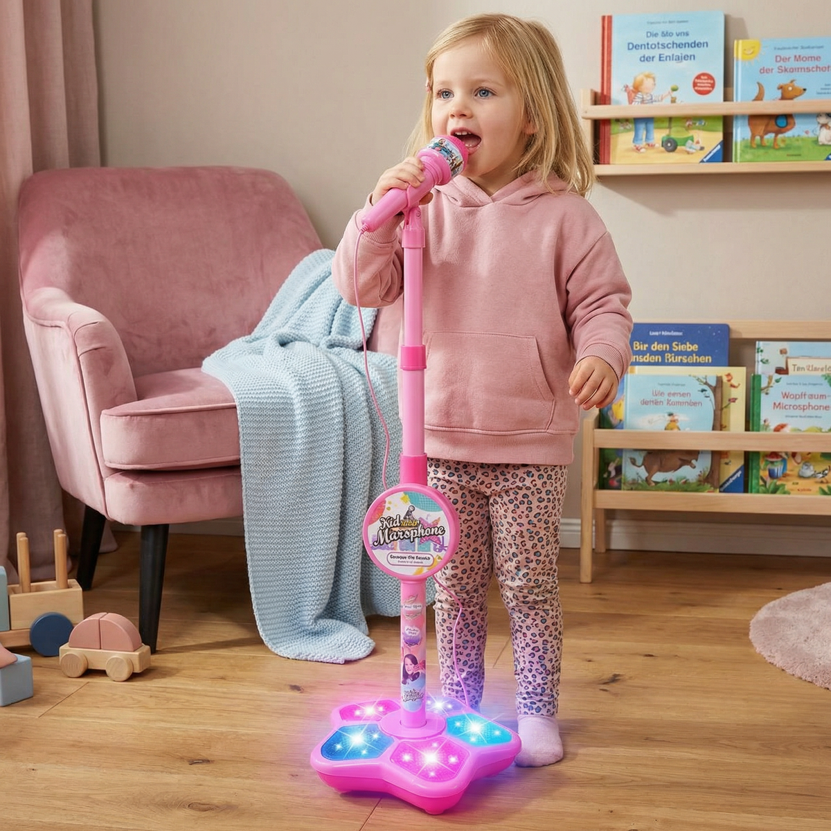 Kids Karaoke Microphone Set with Adjustable Stand Music Toy
