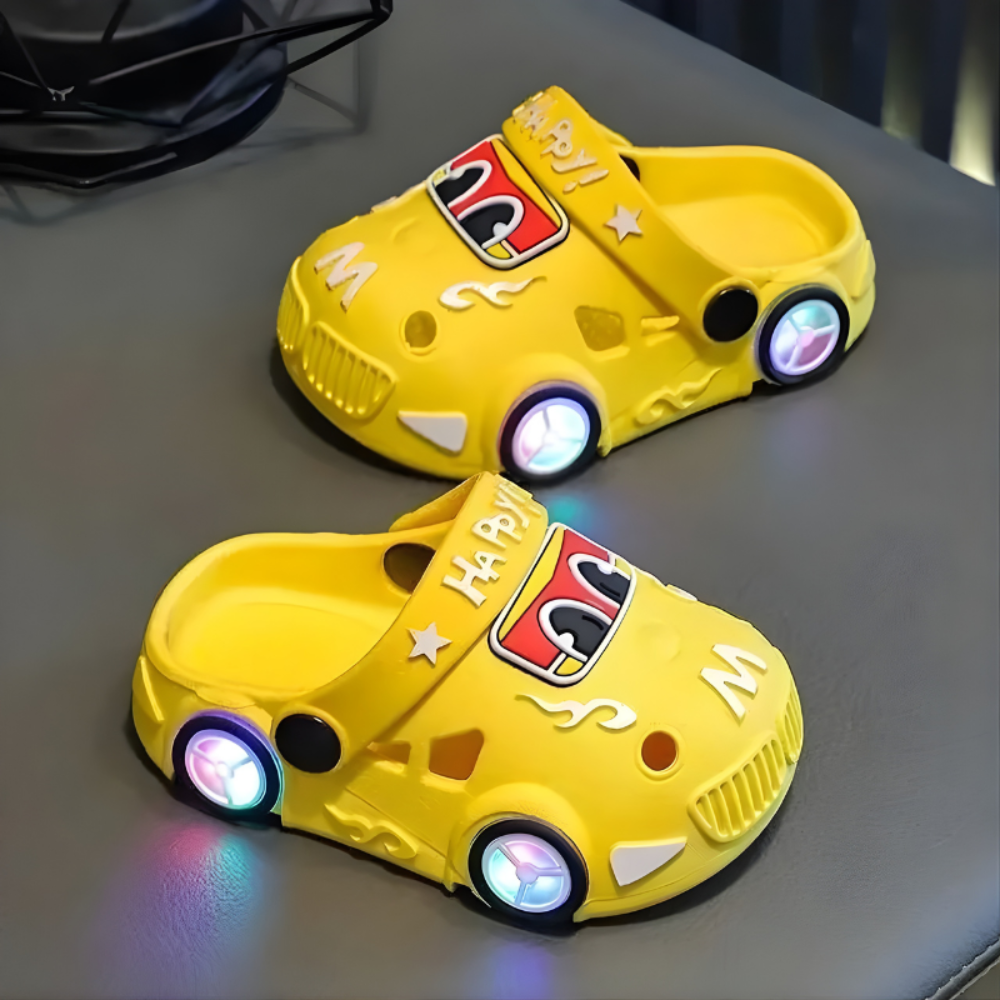 Kids LED Light Up Car Slippers for Indoor Play