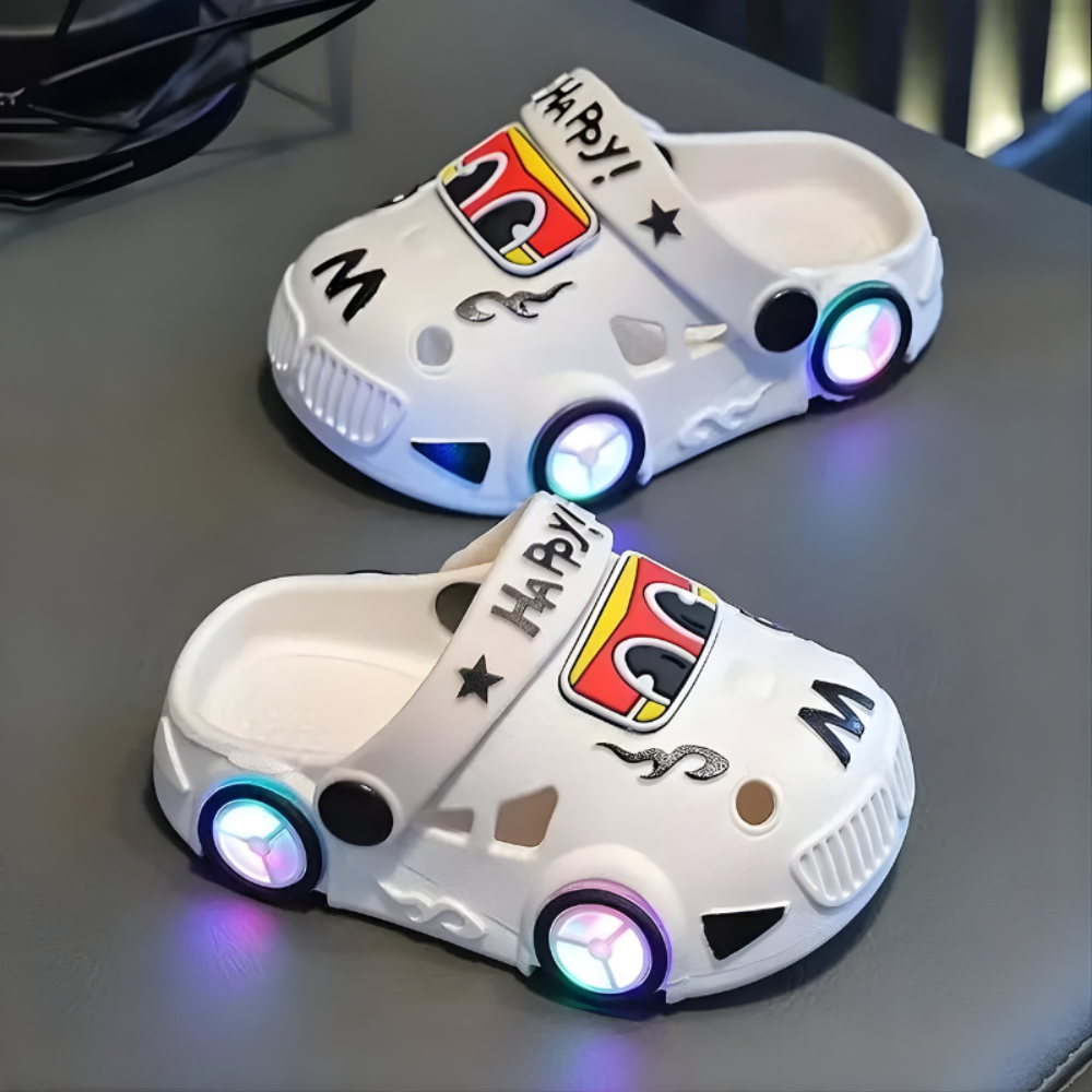 Kids LED Light Up Car Slippers for Indoor Play
