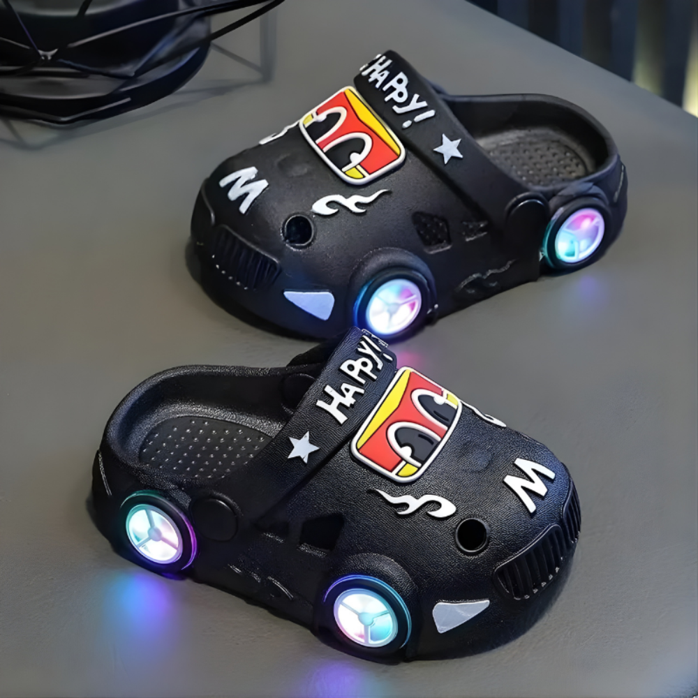 Kids LED Light Up Car Slippers for Indoor Play