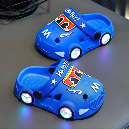 Kids LED Light Up Car Slippers for Indoor Play