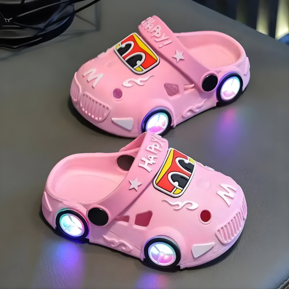 Kids LED Light Up Car Slippers for Indoor Play