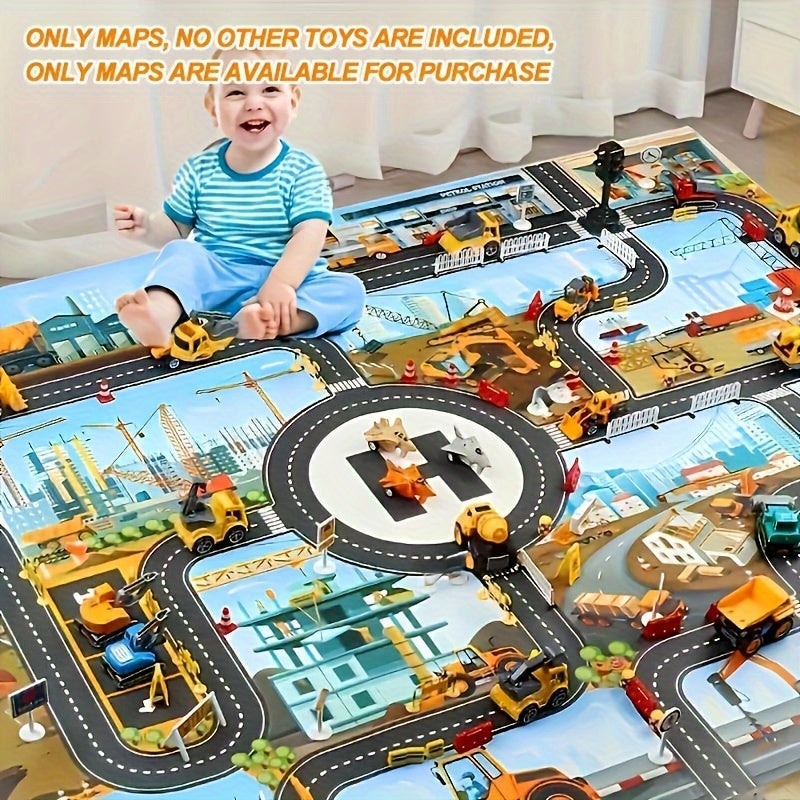 Kids Play Mat Road Track Construction Rug Vehicle Play Carpet
