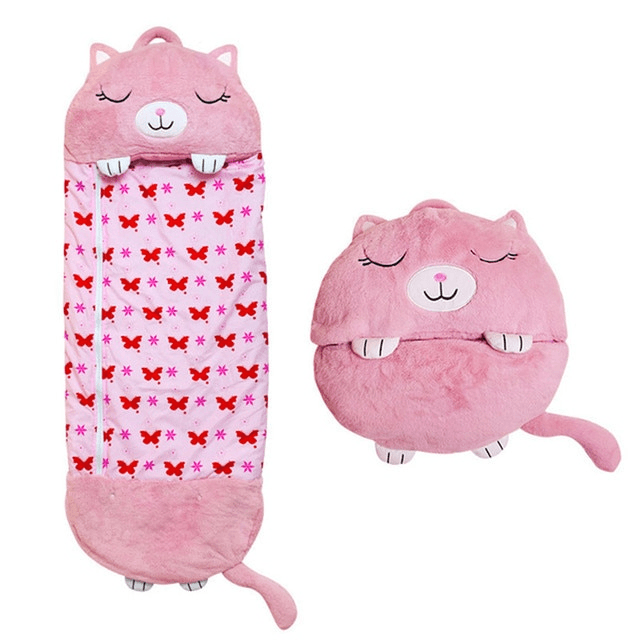 Kids Plush Sleeping Bag Pillow Convertible Nap Bag