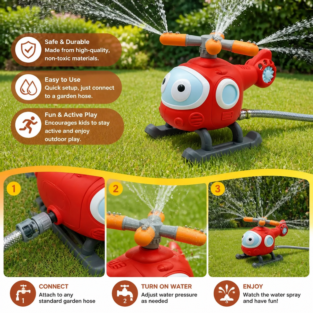 Kids Water Sprinkler Toy 360 Degree Rotating Outdoor Summer Play