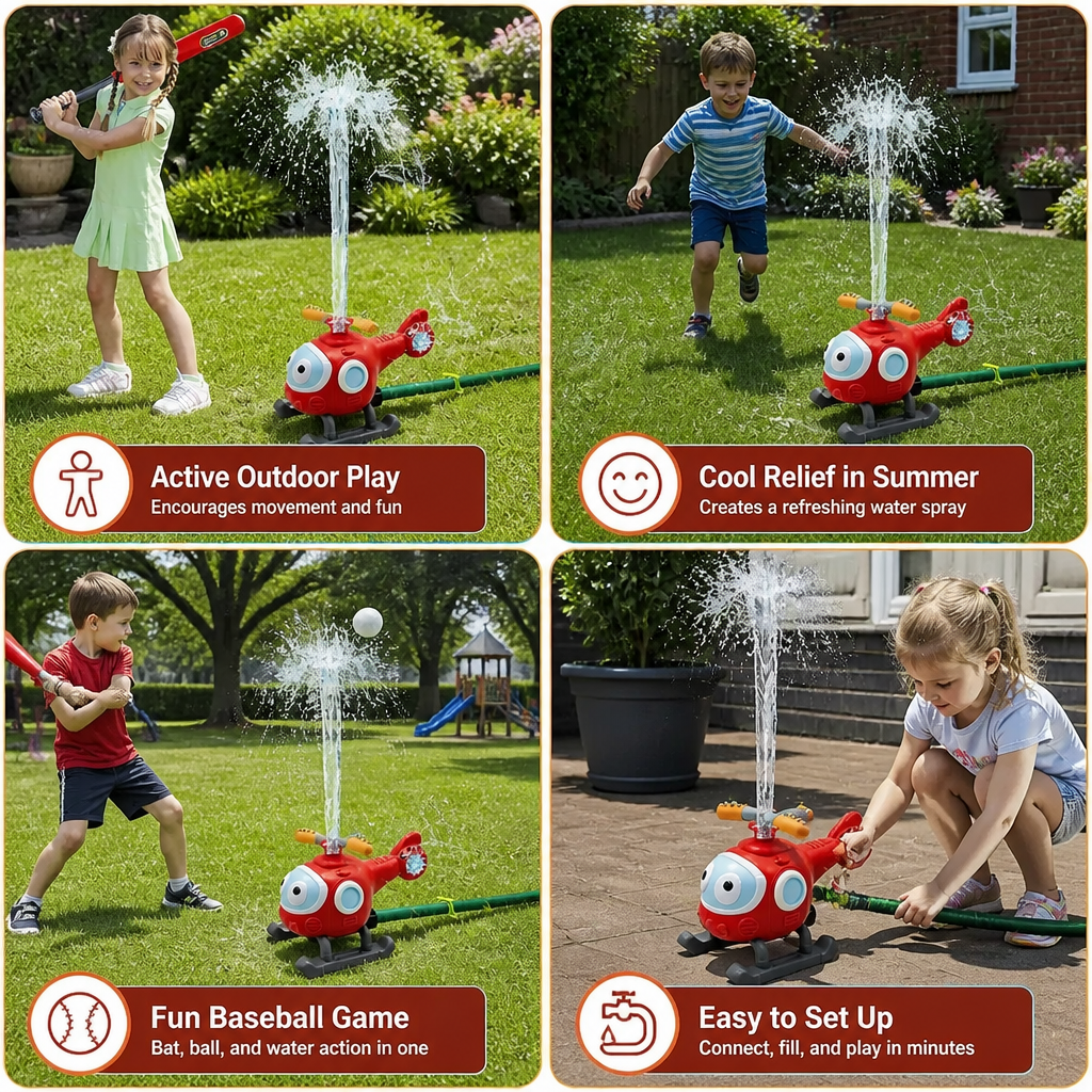 Kids Water Sprinkler Toy 360 Degree Rotating Outdoor Summer Play