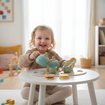 Kids Wooden Tea Set Pretend Play Fine Motor Skills Toy
