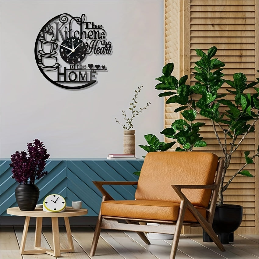 Kitchen Wall Clock Decorative Coffee Theme LED Light Home Decor