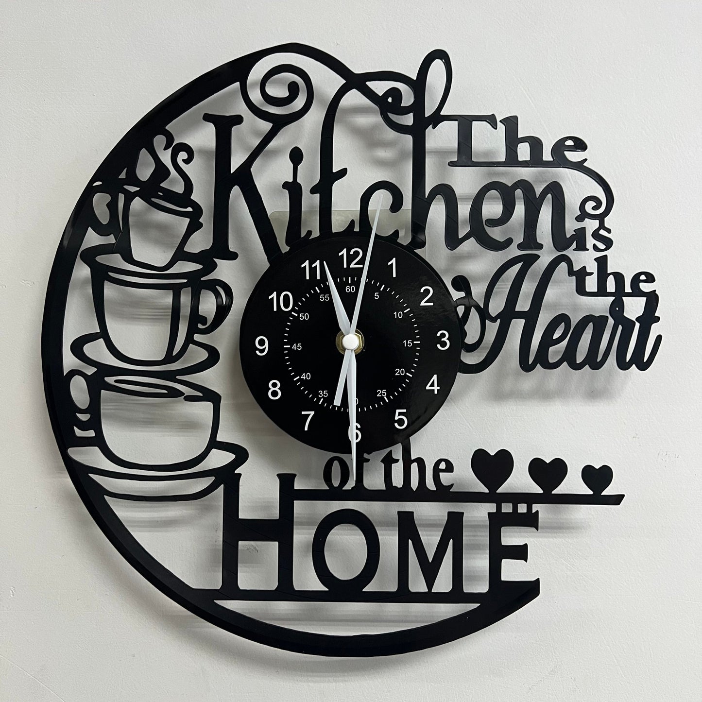 Kitchen Wall Clock Decorative Coffee Theme LED Light Home Decor
