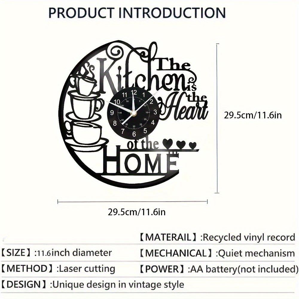 Kitchen Wall Clock Decorative Coffee Theme LED Light Home Decor