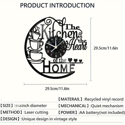 Kitchen Wall Clock Decorative Coffee Theme LED Light Home Decor