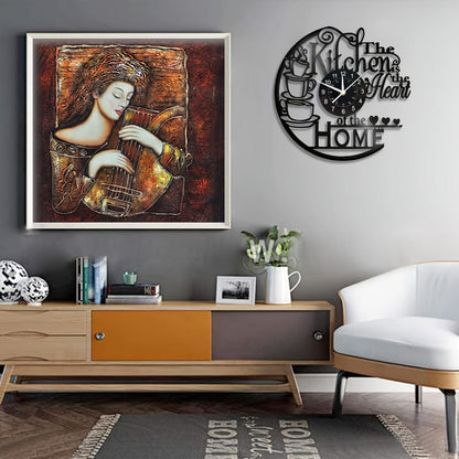 Kitchen Wall Clock Decorative Coffee Theme LED Light Home Decor