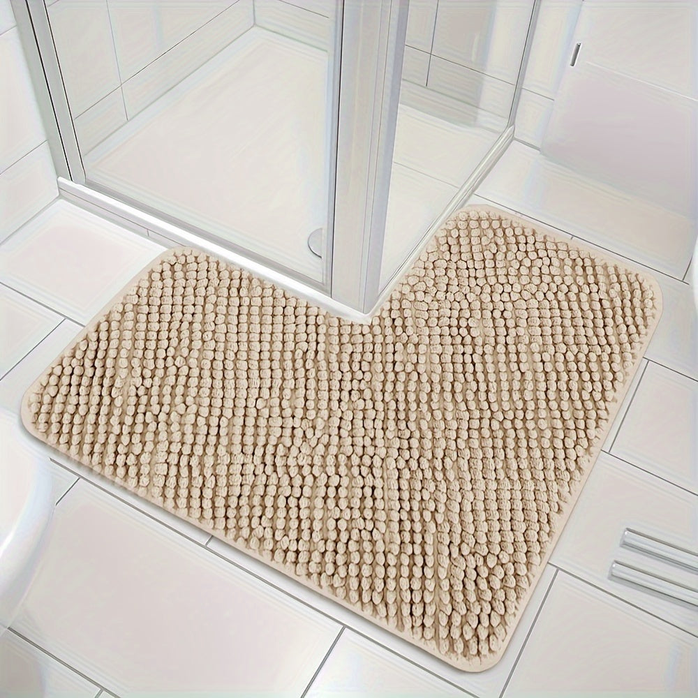L Shaped Plush Corner Shower Mat Non Slip Washable