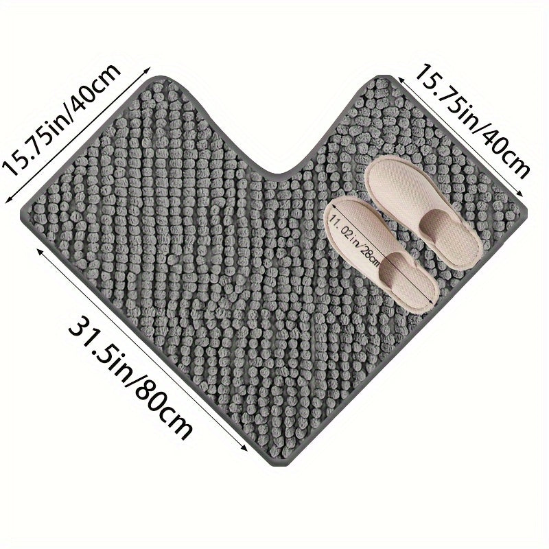 L Shaped Plush Corner Shower Mat Non Slip Washable
