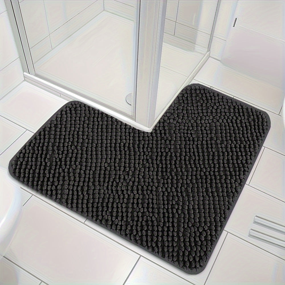 L Shaped Plush Corner Shower Mat Non Slip Washable