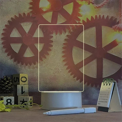 LED Acrylic Memo Board Desk Lamp Reusable Writing Note Board with USB Power