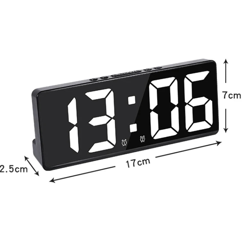 LED Alarm Clock Temperature Calendar Sound Control Bedside Clock