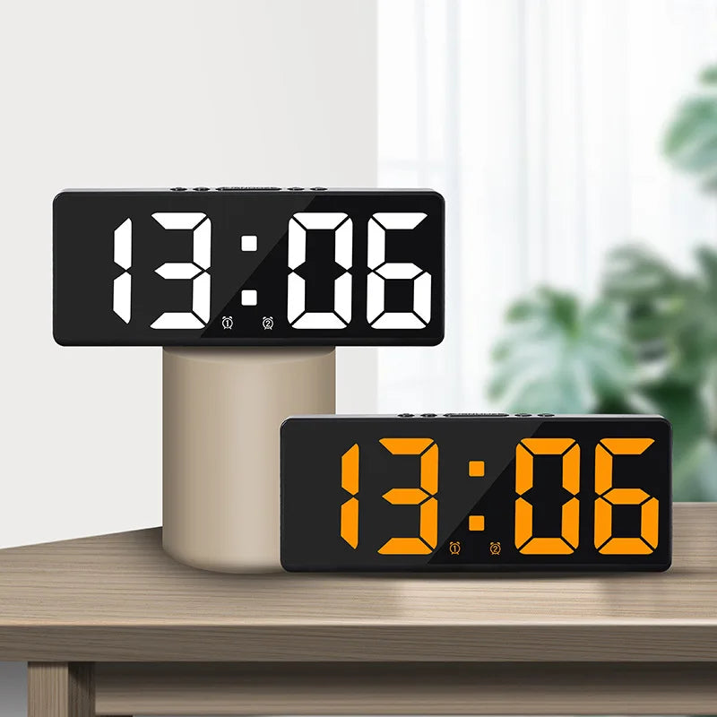 LED Alarm Clock Temperature Calendar Sound Control Bedside Clock