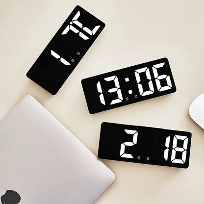LED Alarm Clock Temperature Calendar Sound Control Bedside Clock