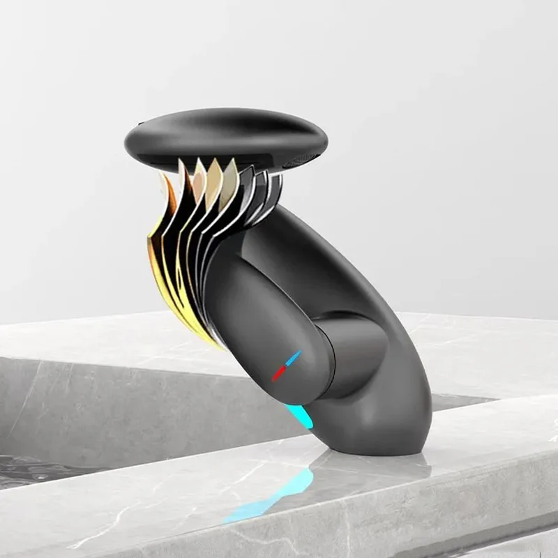 LED Bathroom Faucet Pull Out Sink Tap Temperature Sensor 4 Spray Modes