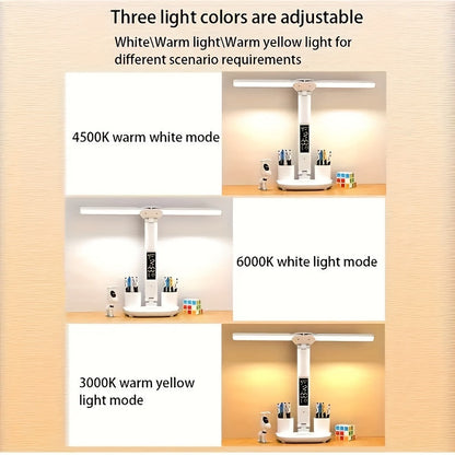 LED Desk Lamp Adjustable Dual Head Dimmable USB Table Light