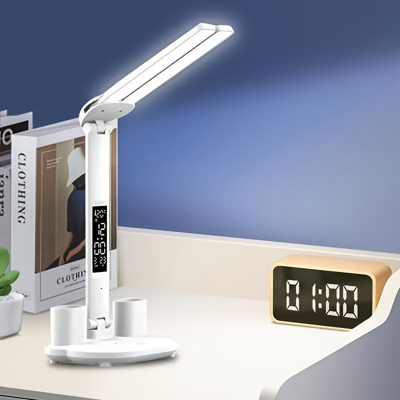 LED Desk Lamp Adjustable Dual Head Dimmable USB Table Light