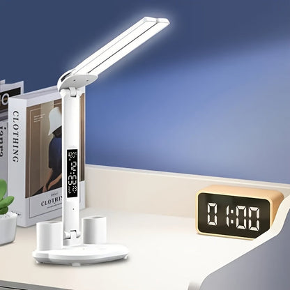 LED Desk Lamp Adjustable Dual Head Dimmable USB Table Light