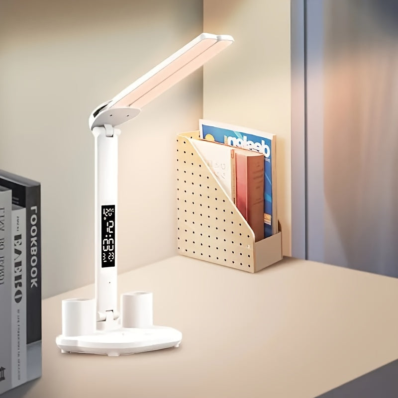 LED Desk Lamp Adjustable Dual Head Dimmable USB Table Light