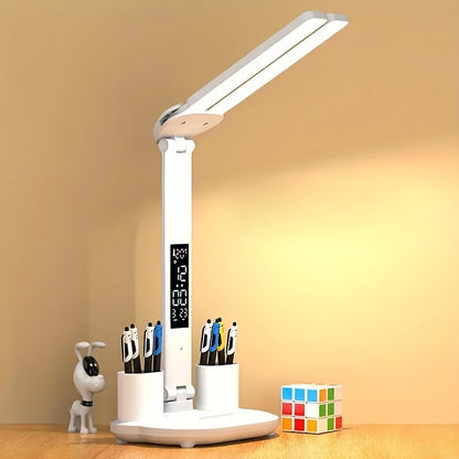 LED Desk Lamp Adjustable Dual Head Dimmable USB Table Light