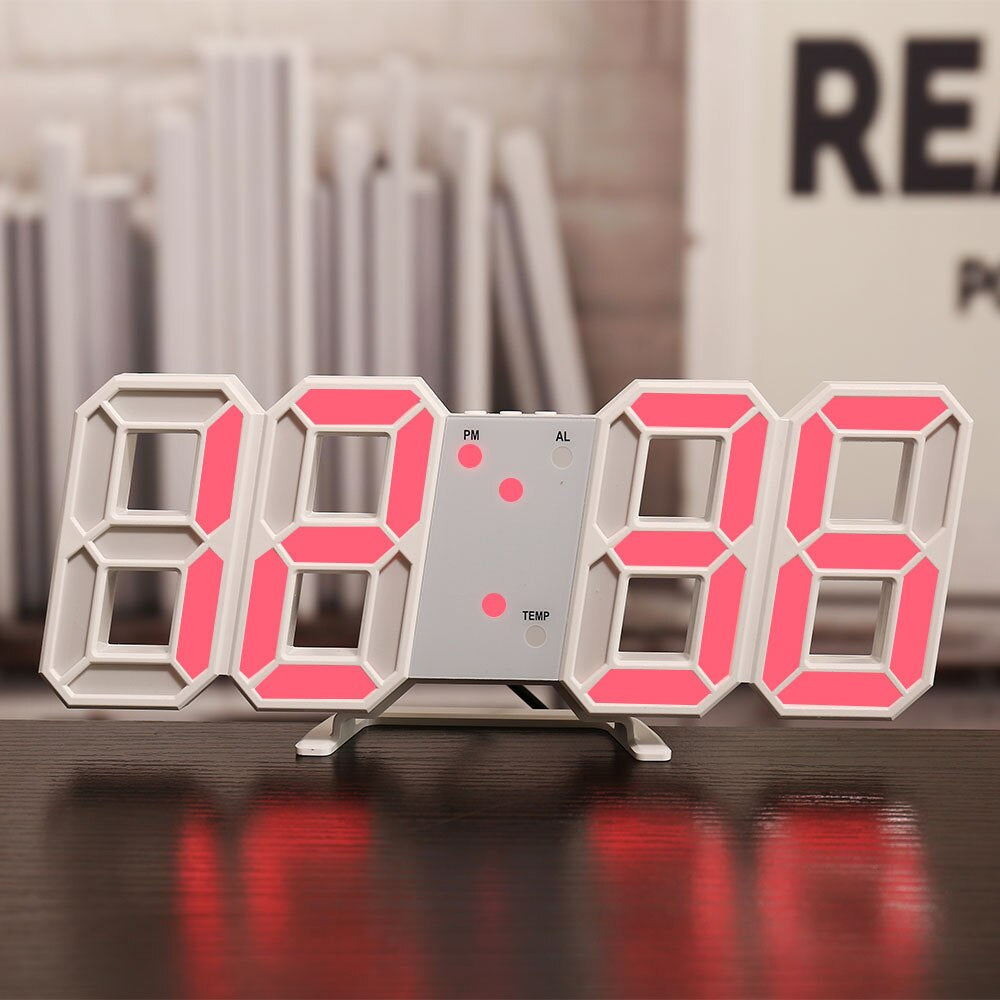 LED Digital Wall Clock Temperature Alarm Display Clock