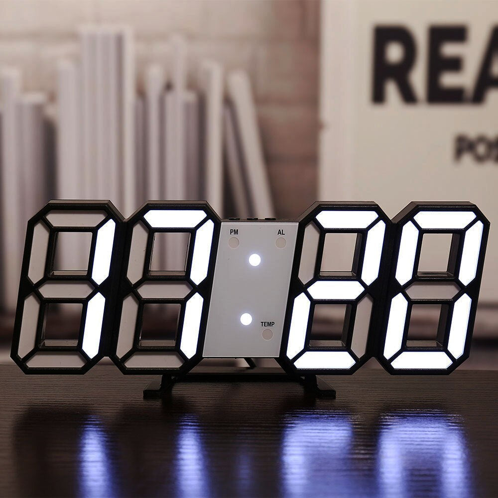 LED Digital Wall Clock Temperature Alarm Display Clock