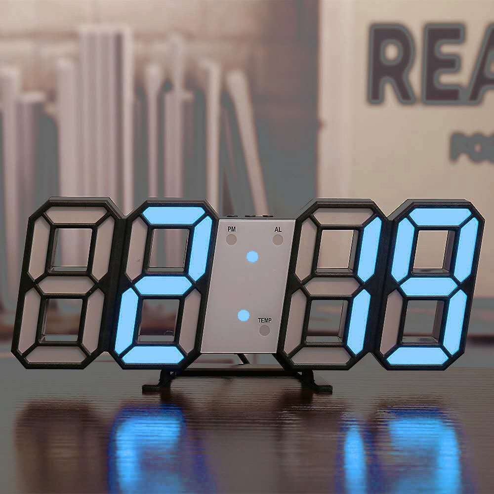 LED Digital Wall Clock Temperature Alarm Display Clock