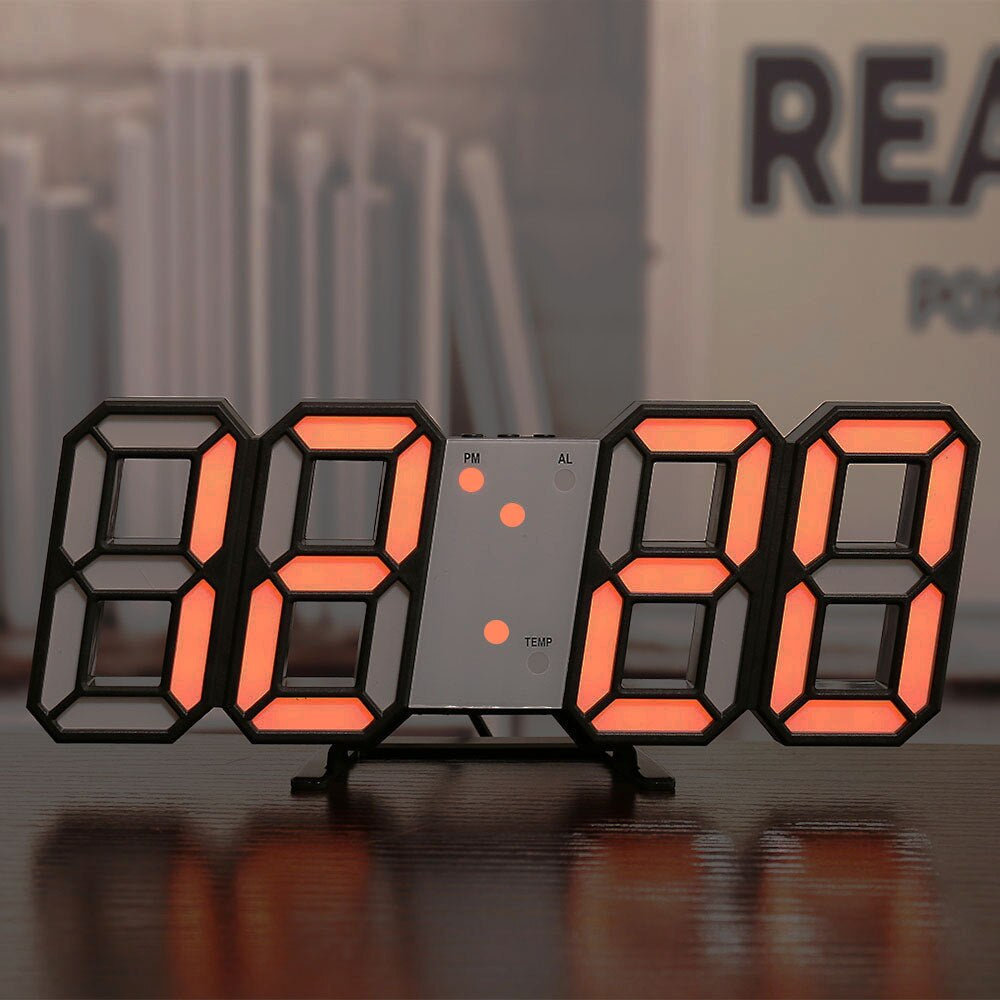 LED Digital Wall Clock Temperature Alarm Display Clock