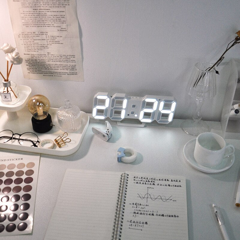 LED Digital Wall Clock Temperature Alarm Display Clock