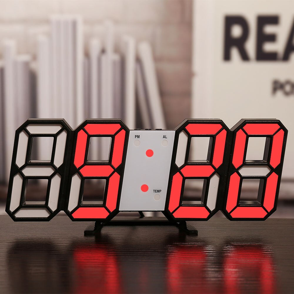 LED Digital Wall Clock Temperature Alarm Display Clock